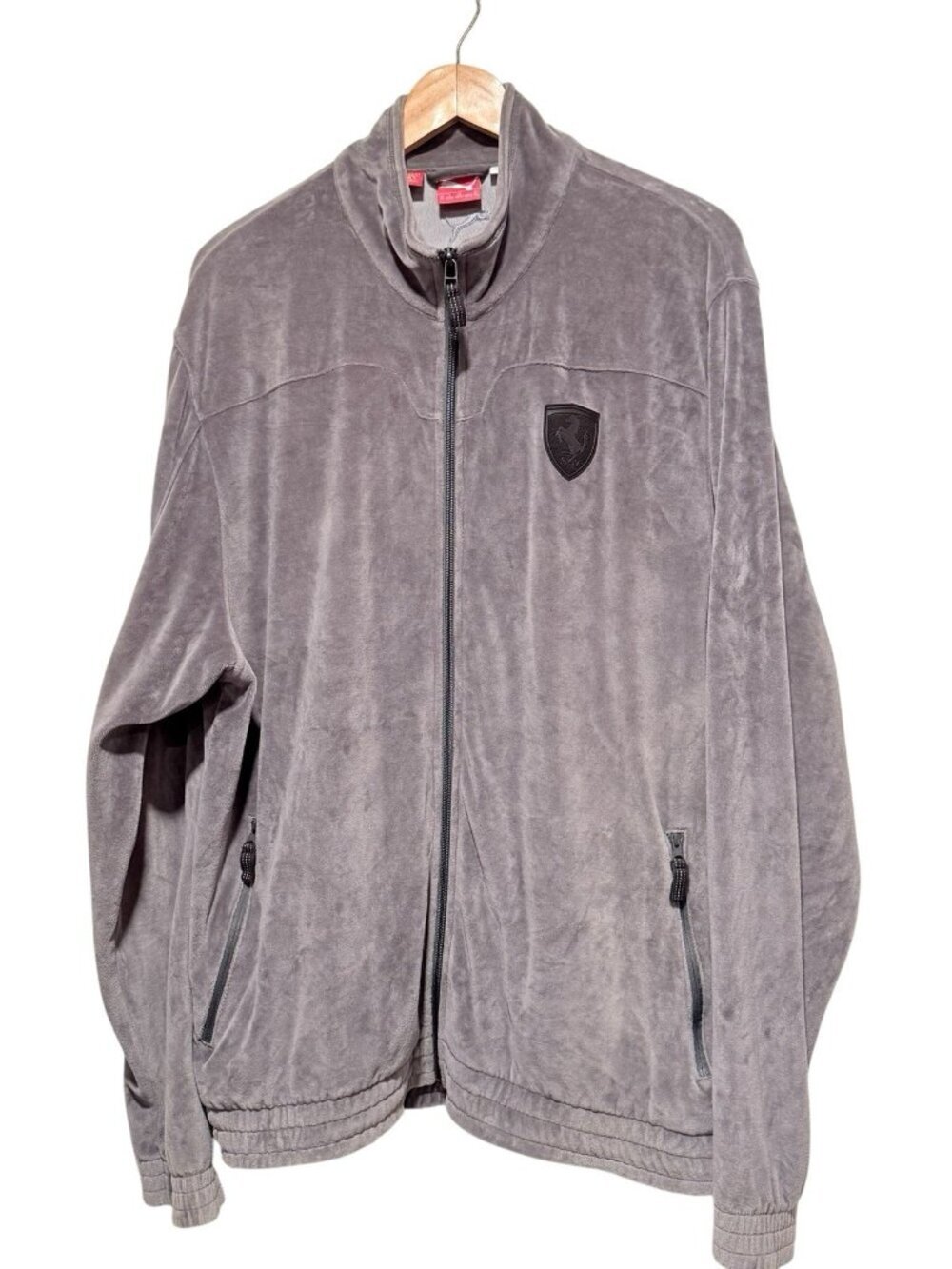 Puma x Scuderia Ferrari F1 Mens XL Gray Velour Zip Track Racing Jacket - Picture 2 of 11